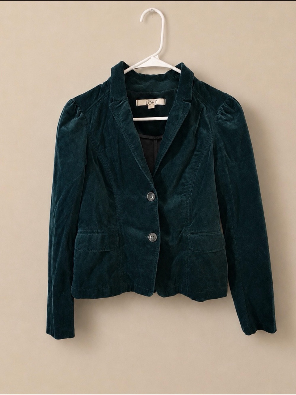 LOFT Teal Green Velvet Blazer Jacket